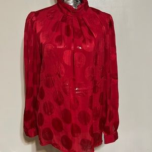 Who What Wear Mock Turtleneck Pleated Blouse - Red